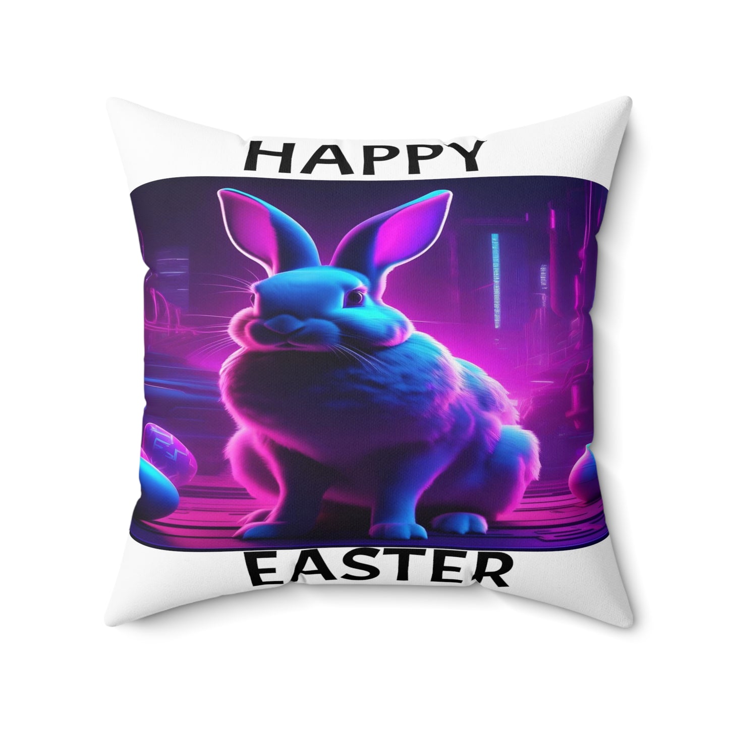 Purple Neon Easter with Happy Easter | Pillow