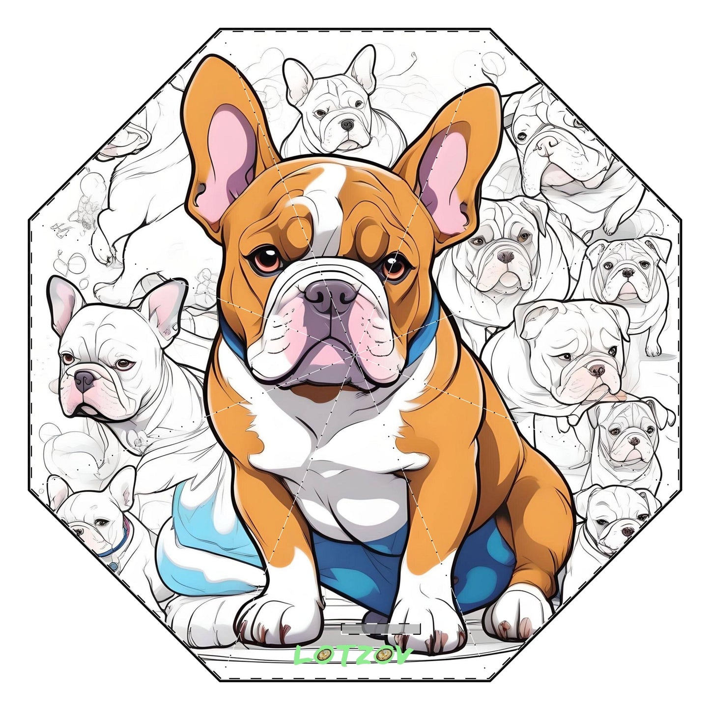 Bulldog Bliss (Anime) | Foldable Umbrella