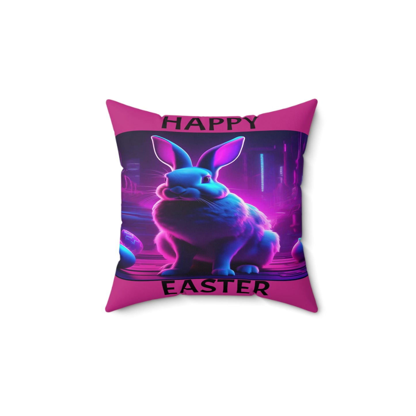 Purple Neon Easter (in Pink) with Happy Easter | Pillow