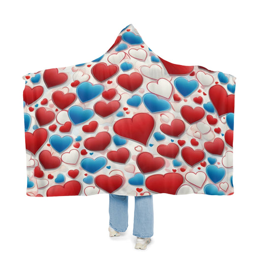 Blue, Red &nWhite Hearts | Snuggle Blanket