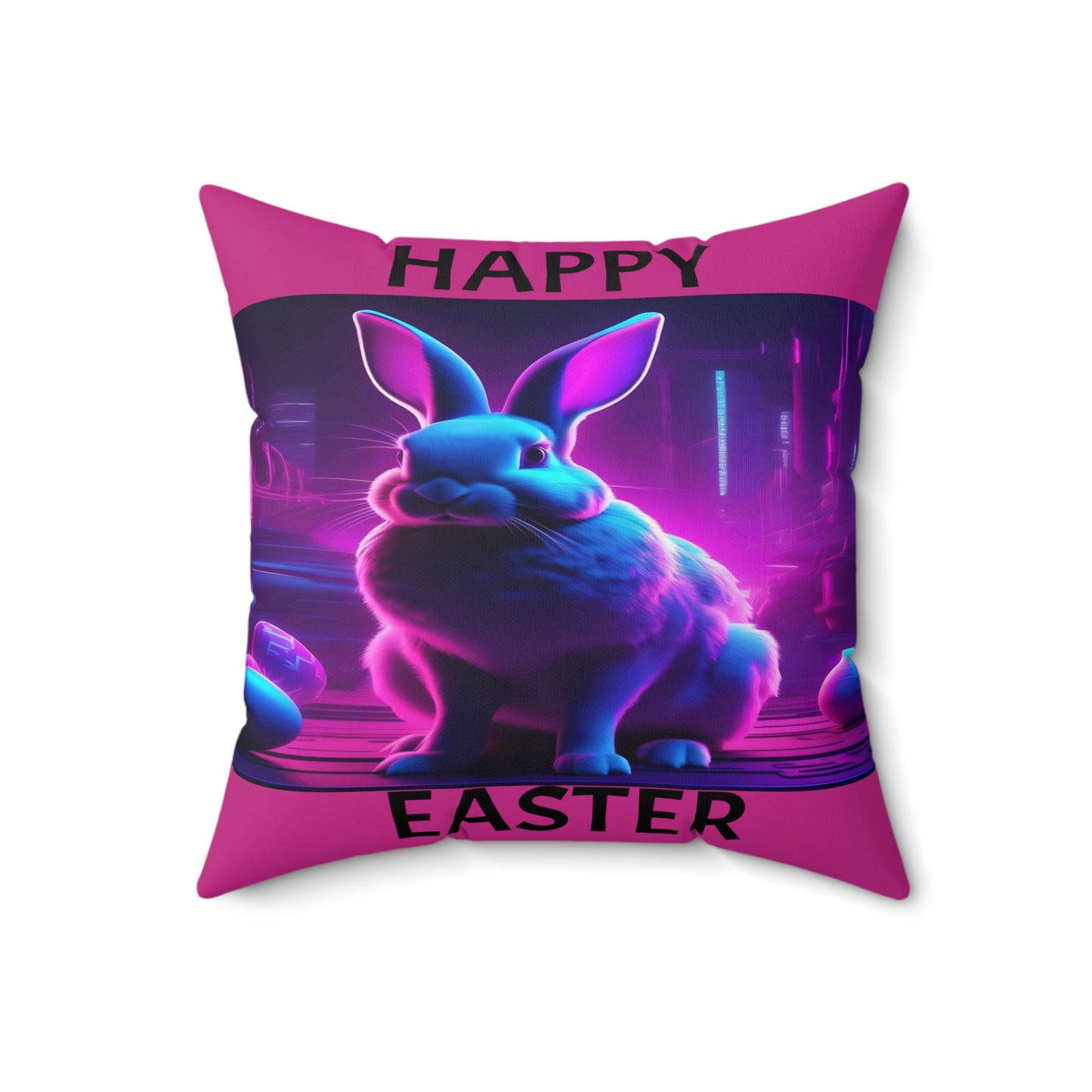 Purple Neon Easter (in Pink) with Happy Easter | Pillow