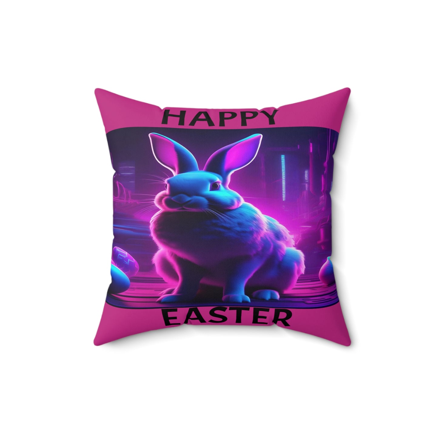 Purple Neon Easter (in Pink) with Happy Easter | Pillow