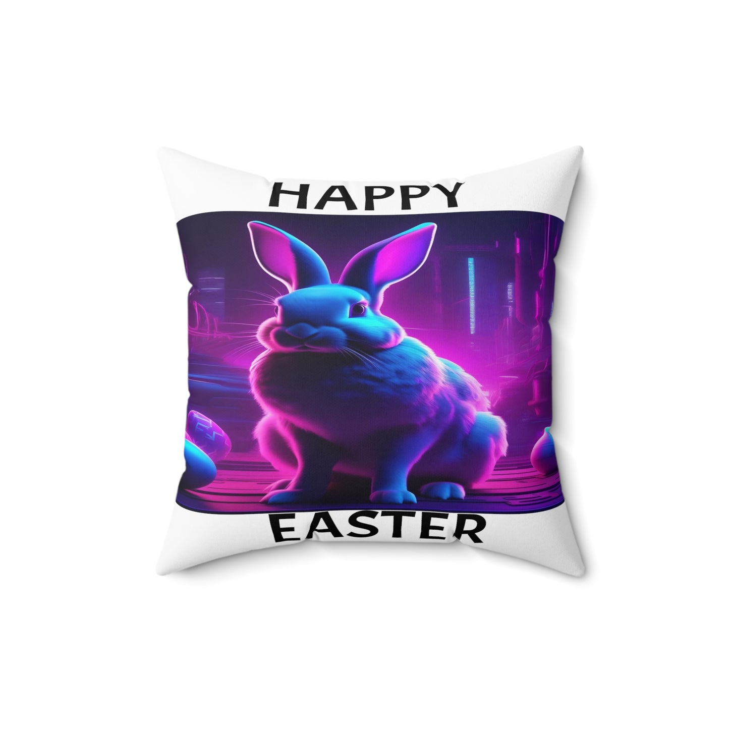 Purple Neon Easter with Happy Easter | Pillow