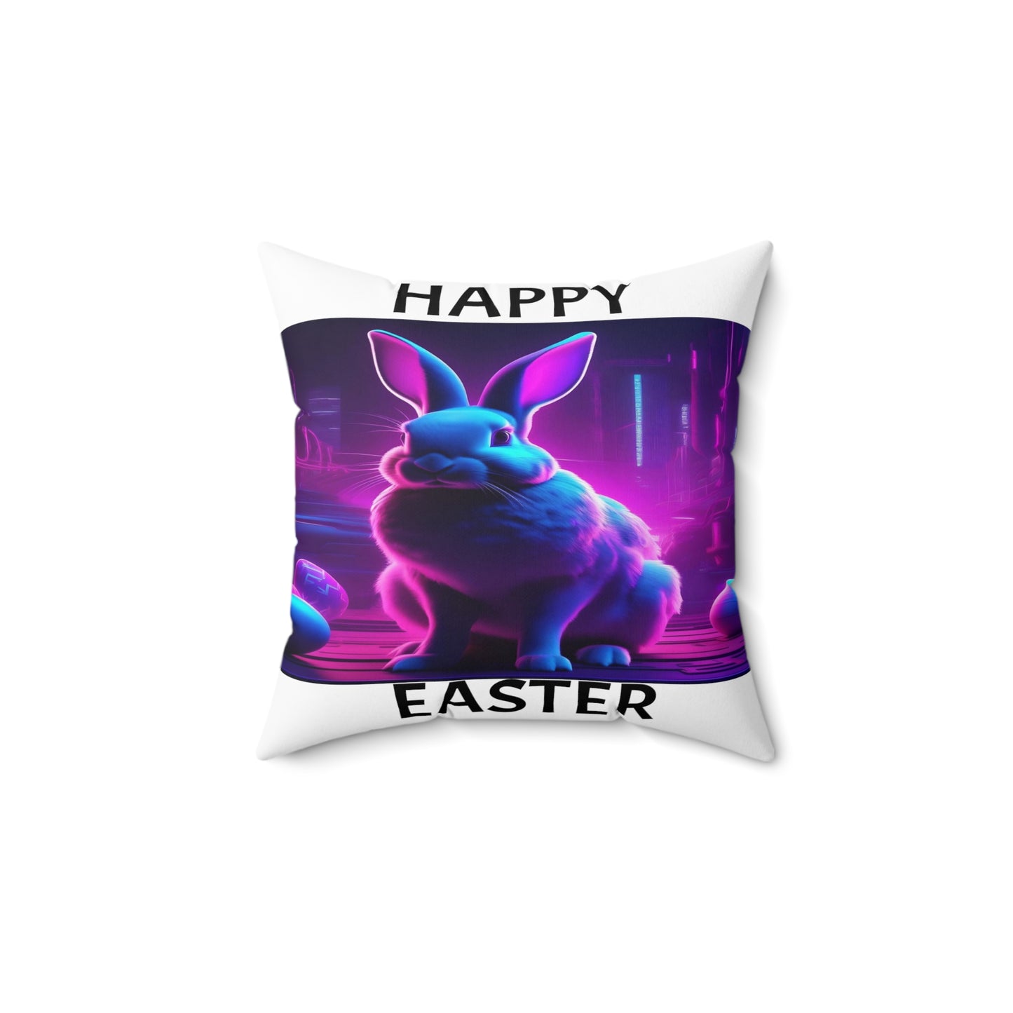 Purple Neon Easter with Happy Easter | Pillow