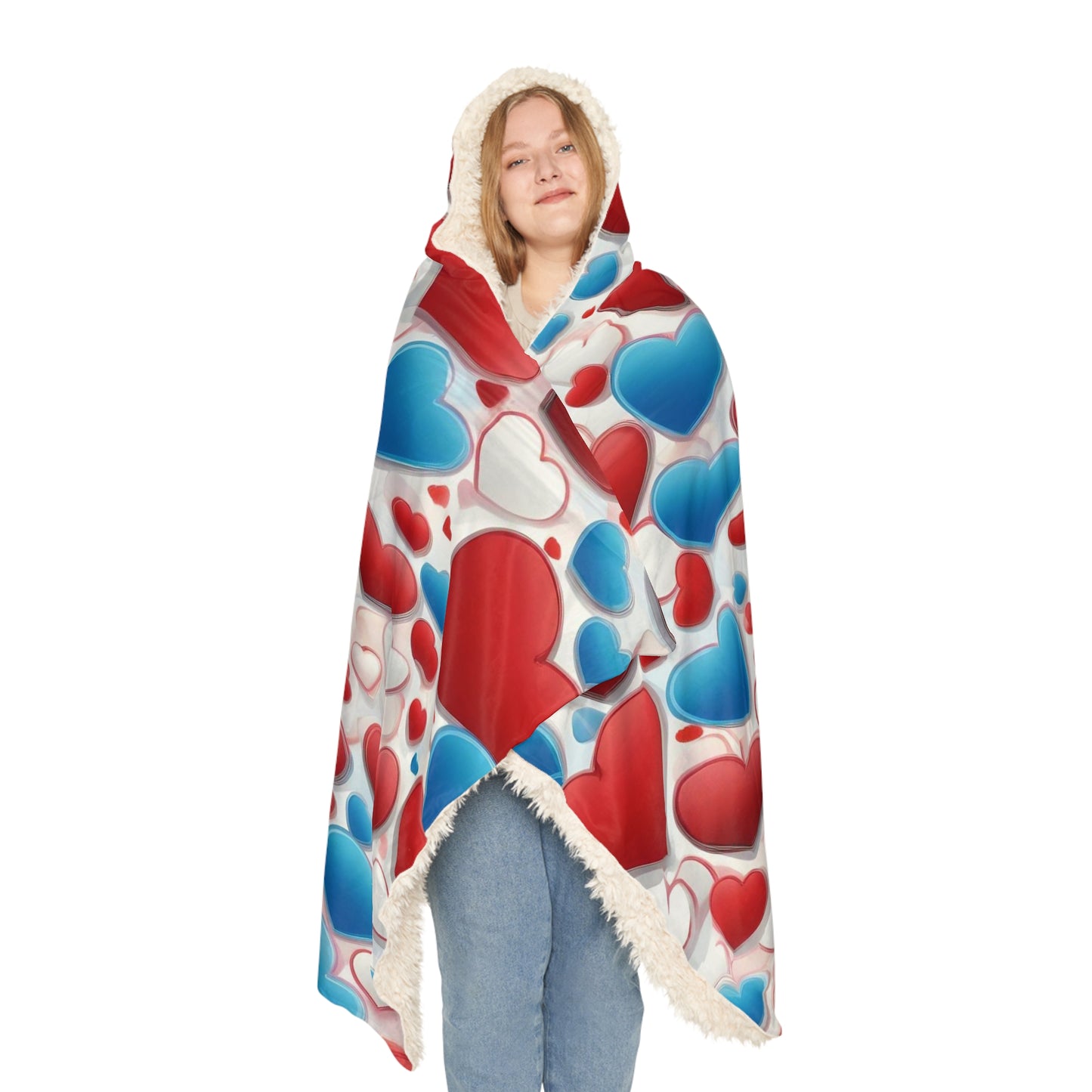 Blue, Red &nWhite Hearts | Snuggle Blanket