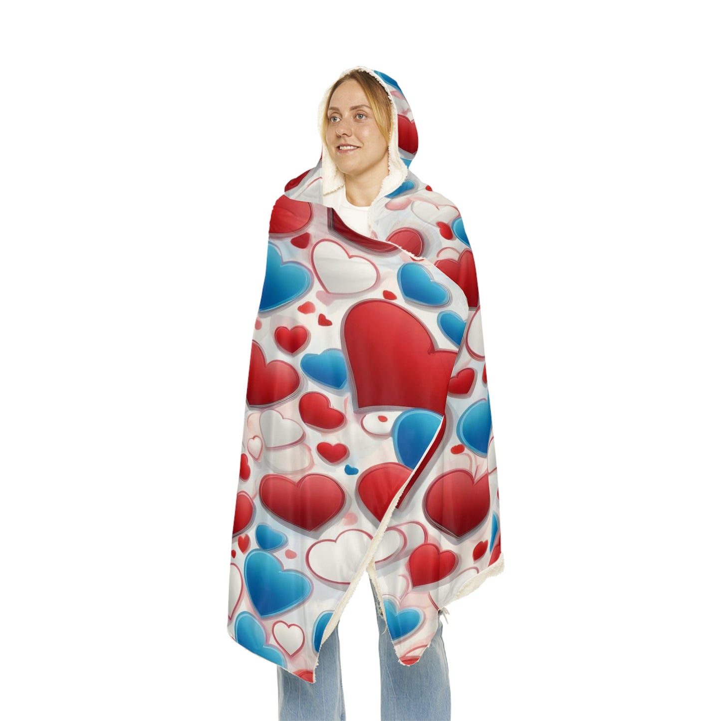 Blue, Red &nWhite Hearts | Snuggle Blanket