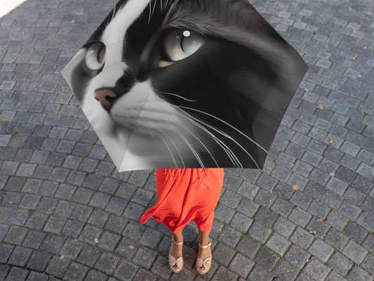 Black & White Cat Glow | Foldable Umbrella